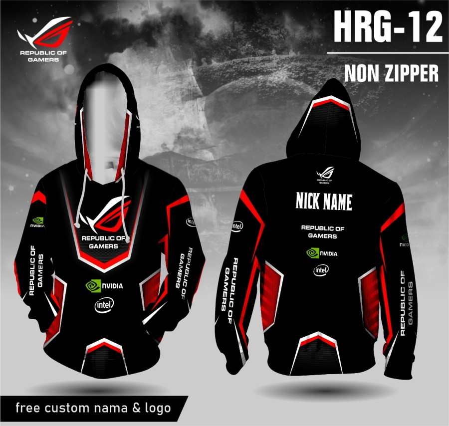 JERSEY HOODIE REPUBLIC OF GAMERS BAJU KAOS GAME ROG LENGAN PANJANG